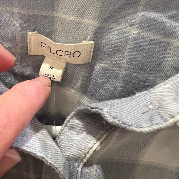 NWT new medium Anthropologie pilcro Hadley button down shirt blue plaid flannel - Picture 6 of 17